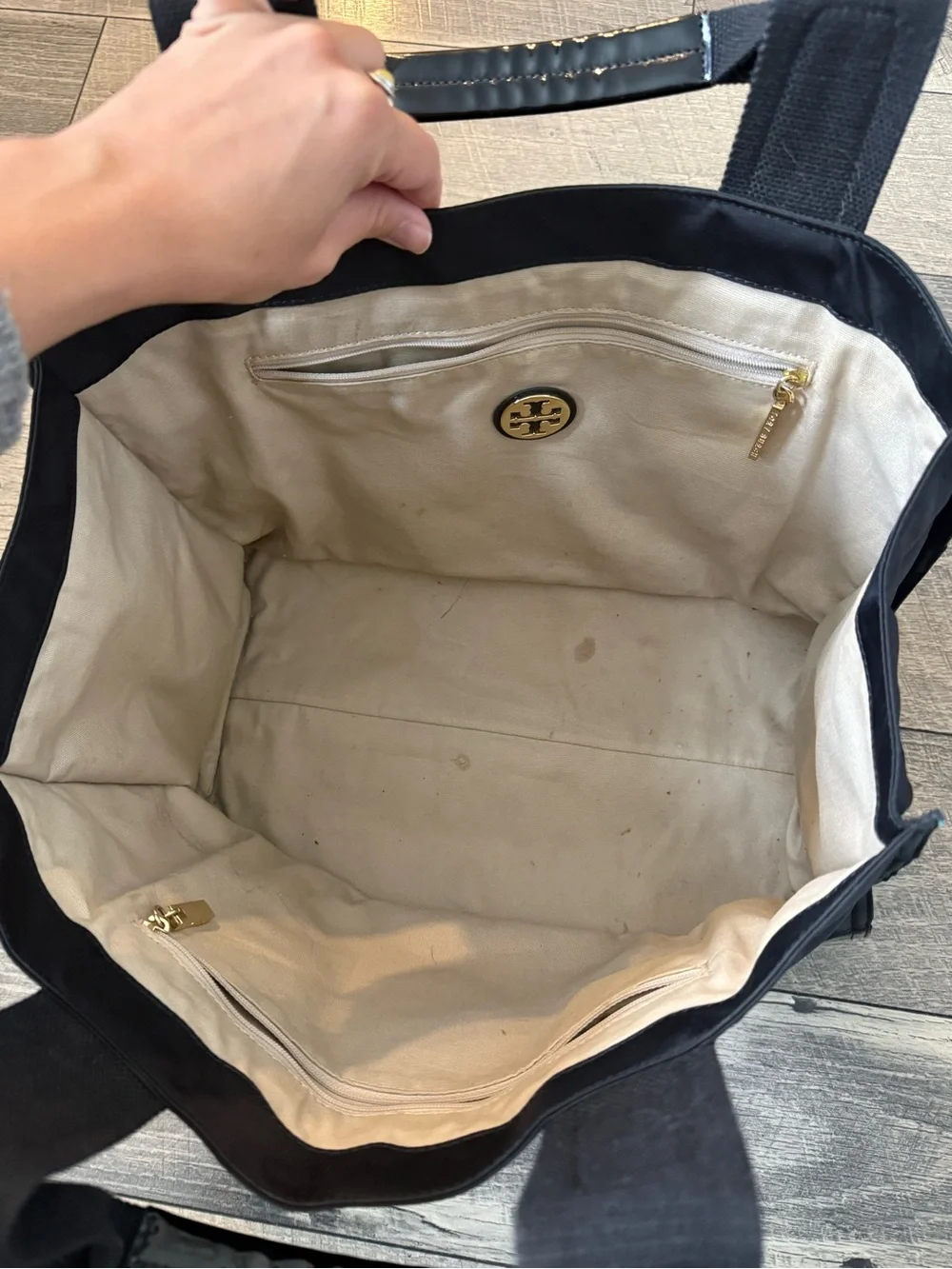 Tory Burch Black Nylon Logo Tote